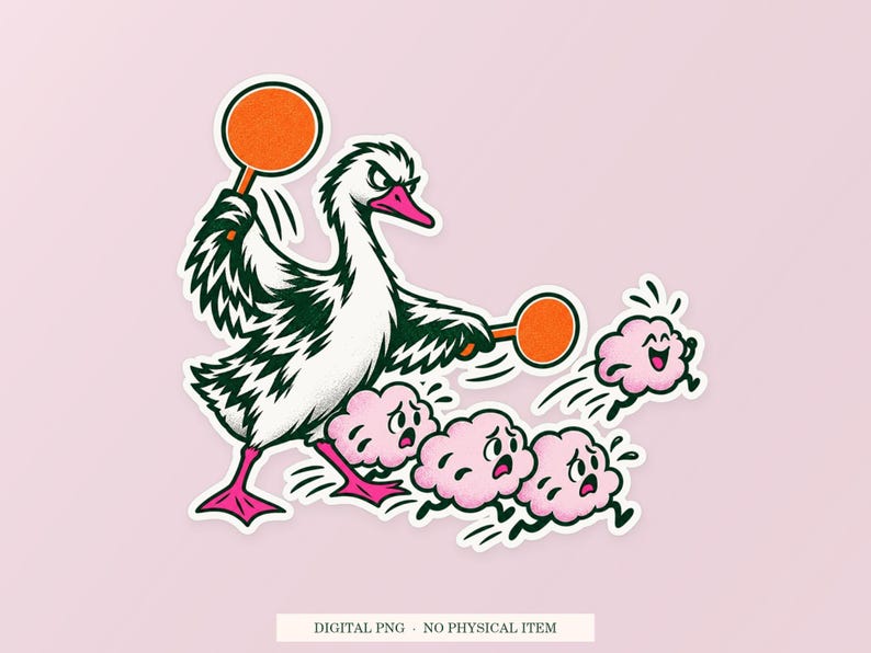 Goose Thought Traffic PNG, Whimsical Clipart, Transparent Digital Download image 1