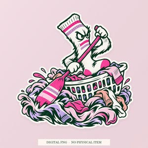 Laundry Basket Lifeboat PNG, Whimsical Clipart, Transparent Digital Download image 1