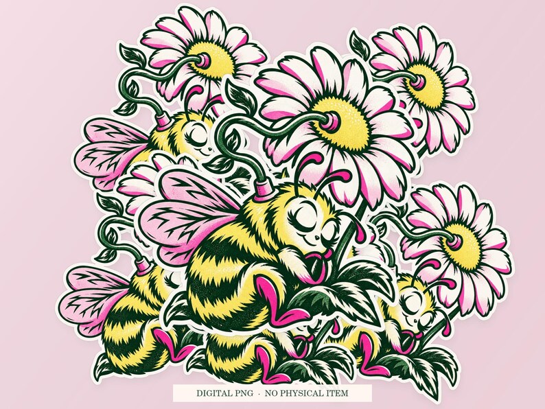 Daisy Solar Charger shown in a playful sticker cluster on powder pink. Digital mockup, no physical stickers included.