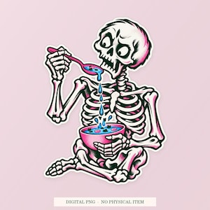 Skeleton Soup Strainer PNG, Whimsical Clipart, Transparent Digital Download image 1