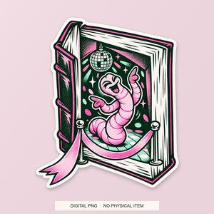 Lucky Somewhere Bookworm Nightclub digital PNG artwork shown in a styled preview. One design. Digital download only, no physical item.
