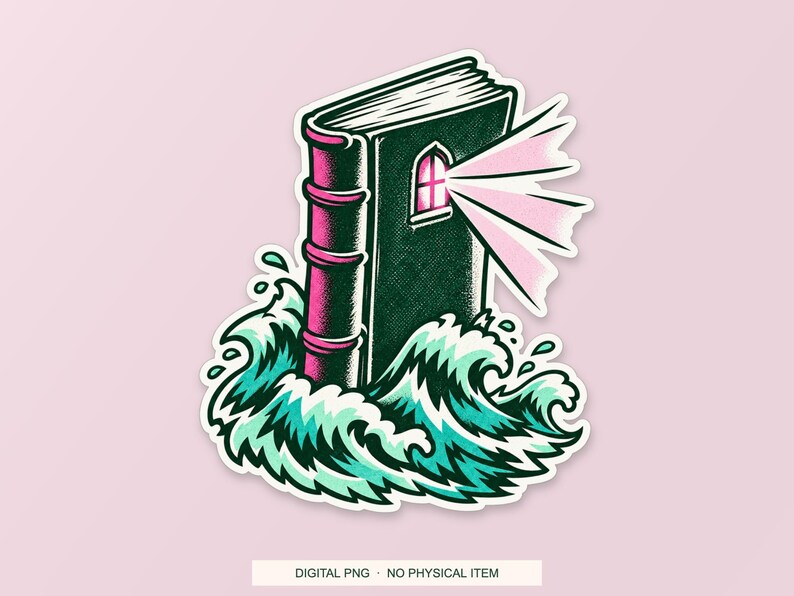 Lucky Somewhere Last Page Lighthouse digital PNG artwork shown in a styled preview. One design. Digital download only, no physical item.
