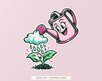 Nuage de pluie en arrosoir (PNG), illustration fantaisiste, téléchargement numérique transparent