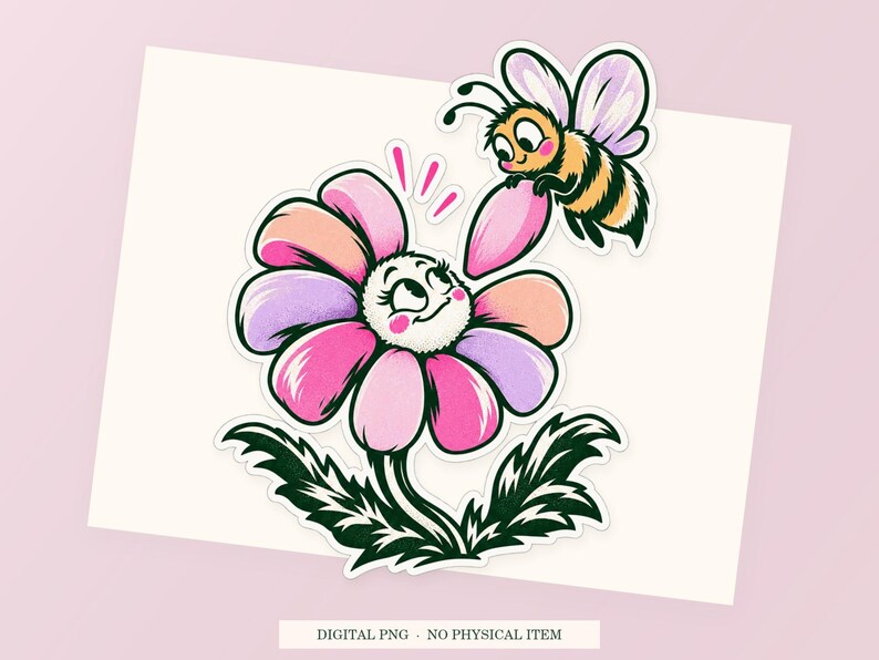 Offline Loading Flower close view showing the pink and green artwork and white outline.