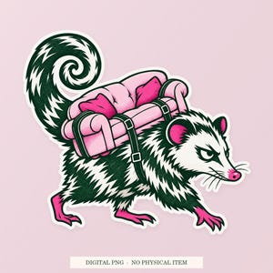 Possum Backup Plan PNG, Whimsical Clipart, Transparent Digital Download image 1