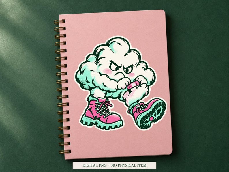 Cloud Hiking Blister displayed on a notebook. Digital mockup showing a creative use for the PNG.