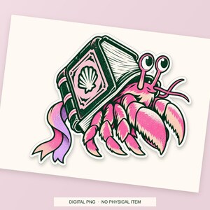 Lucky Somewhere Library Hermit Crab digital PNG artwork shown in a styled preview. One design. Digital download only, no physical item.