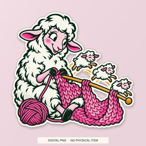 Lucky Somewhere Stitch Counter Sheep digital PNG artwork shown in a styled preview. One design. Digital download only, no physical item.
