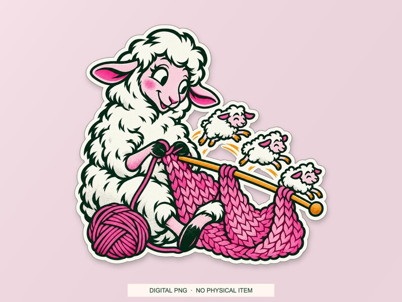 Lucky Somewhere Stitch Counter Sheep digital PNG artwork shown in a styled preview. One design. Digital download only, no physical item.