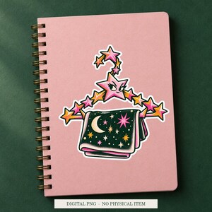 Constellation Coat Hanger displayed on a notebook. Digital mockup showing a creative use for the PNG.