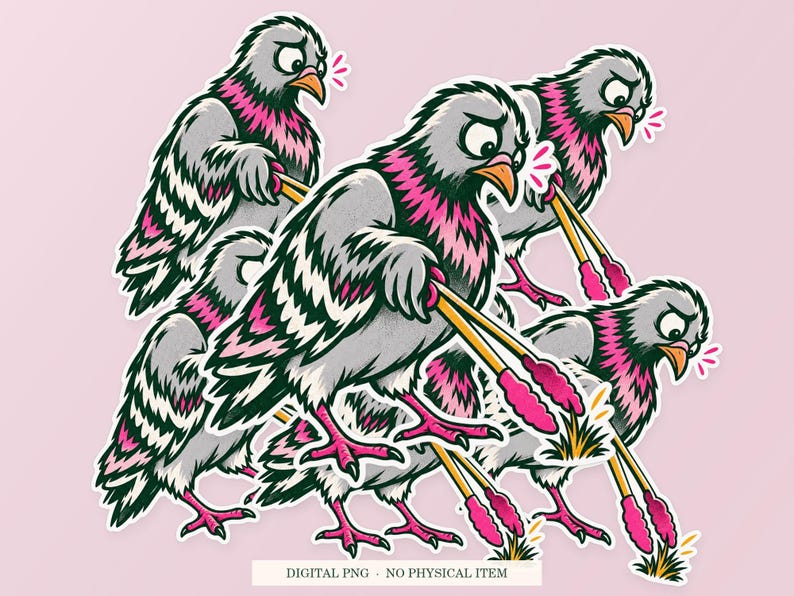 Touch Grass Tongs shown in a playful sticker cluster on powder pink. Digital mockup, no physical stickers included.