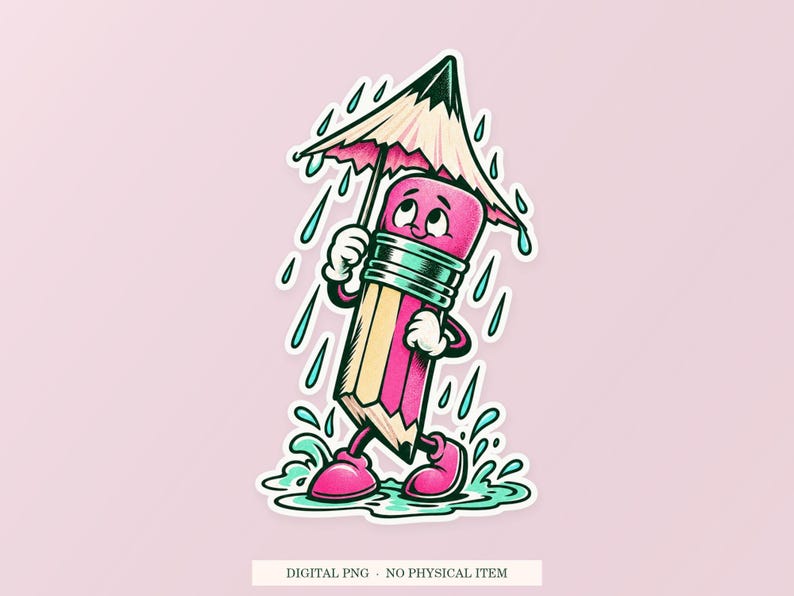 Paraplyställ med blyertspenna PNG, nyckfull clipart, transparent digital nedladdning bild 1