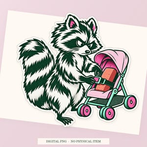 Raccoon Emotional Support Brick close view showing the pink and green artwork and white outline.