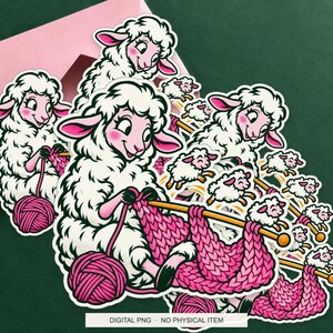 Lucky Somewhere Stitch Counter Sheep digital PNG artwork shown in a styled preview. One design. Digital download only, no physical item.