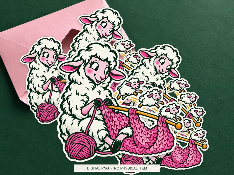 Lucky Somewhere Stitch Counter Sheep digital PNG artwork shown in a styled preview. One design. Digital download only, no physical item.