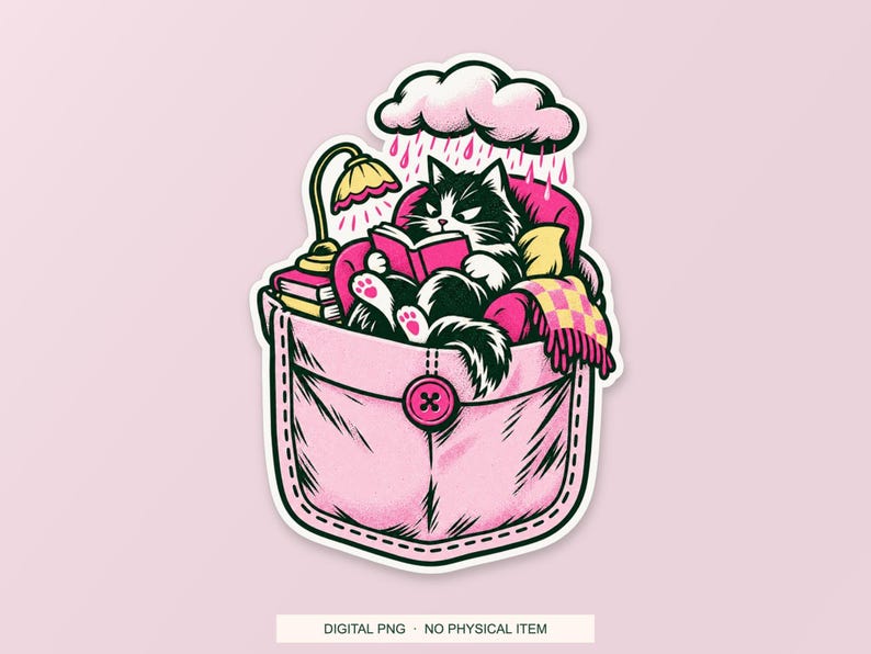 Lucky Somewhere Pocket Reading Weather digital PNG artwork shown in a styled preview. One design. Digital download only, no physical item.