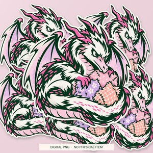 Lucky Somewhere Fabric Scrap Dragon digital PNG artwork shown in a styled preview. One design. Digital download only, no physical item.
