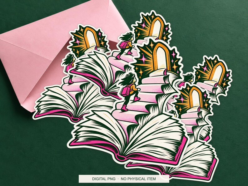 Lucky Somewhere Chapter Staircase digital PNG artwork shown in a styled preview. One design. Digital download only, no physical item.