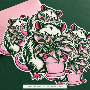 Possum Social Camouflage displayed on an envelope with a green background. Digital mockup, no physical item included.