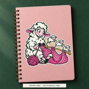 Lucky Somewhere Stitch Counter Sheep digital PNG artwork shown in a styled preview. One design. Digital download only, no physical item.