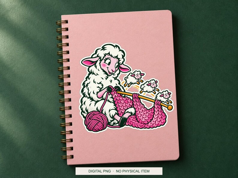 Lucky Somewhere Stitch Counter Sheep digital PNG artwork shown in a styled preview. One design. Digital download only, no physical item.
