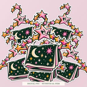 Constellation Coat Hanger shown in a playful sticker cluster on powder pink. Digital mockup, no physical stickers included.