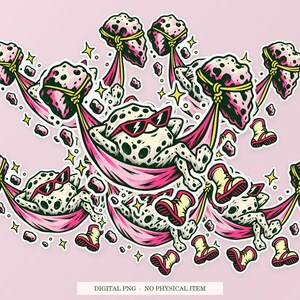 Gravity Lunch Break shown in a playful sticker cluster on powder pink. Digital mockup, no physical stickers included.