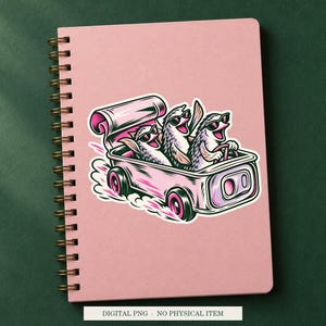 Sardine Escape Vehicle displayed on a notebook. Digital mockup showing a creative use for the PNG.