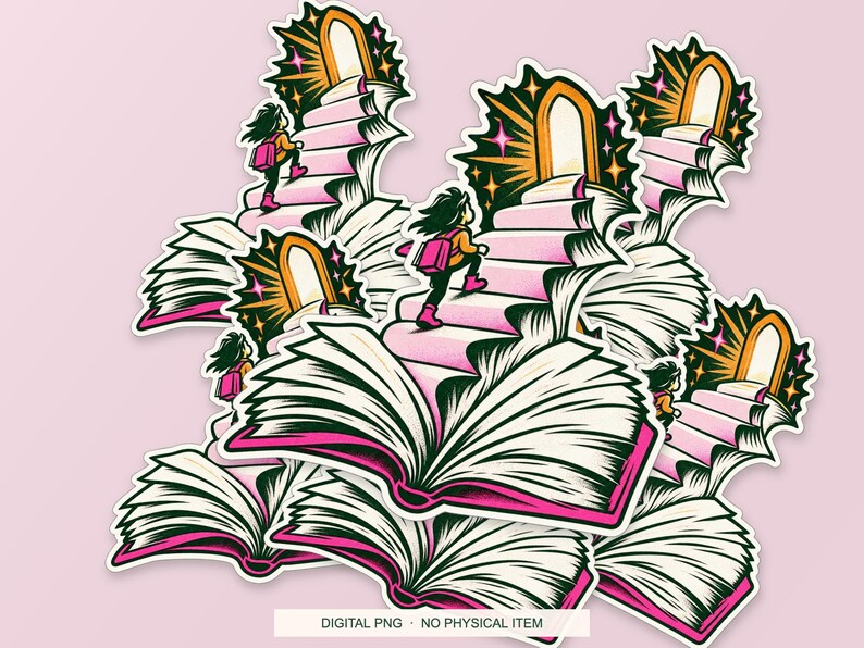 Lucky Somewhere Chapter Staircase digital PNG artwork shown in a styled preview. One design. Digital download only, no physical item.