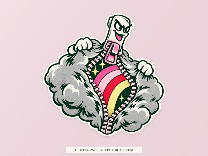 Regenbogen-Reißverschluss (PNG), verspielte Cliparts, transparenter digitaler Download Bild 1