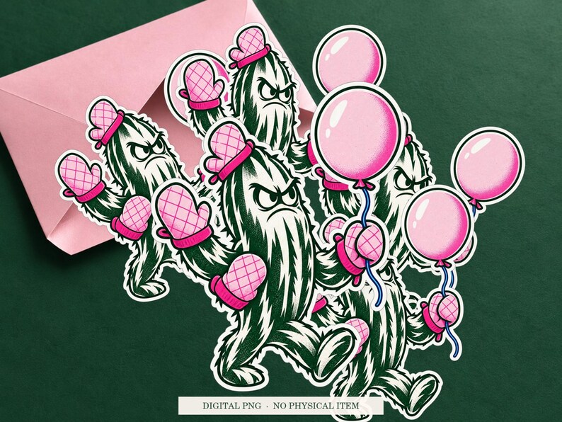 Cactus Balloon Armor displayed on an envelope with a green background. Digital mockup, no physical item included.
