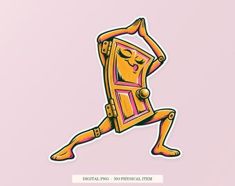ドアヒンジヨガPNG、風変わりなクリップアート、透明なデジタルダウンロード
