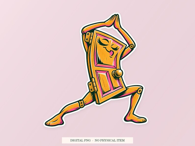 Door Hinge Yoga PNG, Whimsical Clipart, Transparent Digital Download image 1