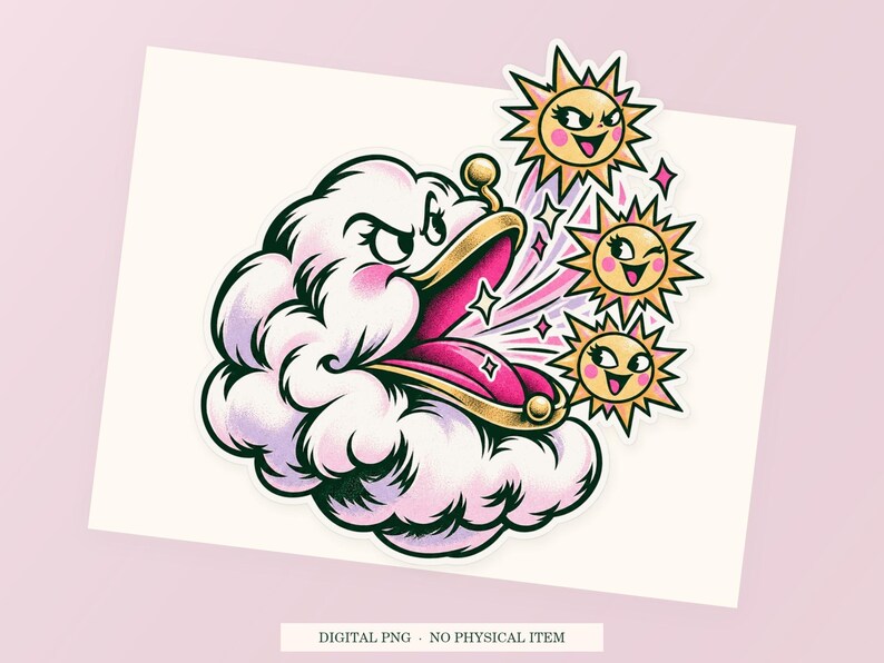 Cloud Coin Purse close view showing the pink and green artwork and white outline.