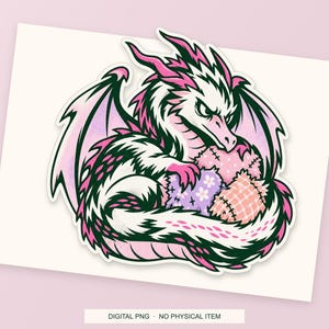 Lucky Somewhere Fabric Scrap Dragon digital PNG artwork shown in a styled preview. One design. Digital download only, no physical item.