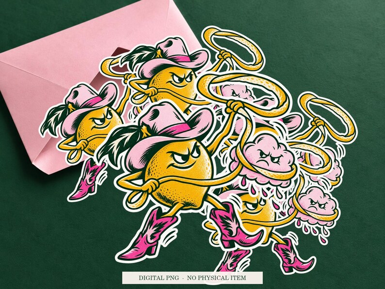 Lemon Cloud Wrangler displayed on an envelope with a green background. Digital mockup, no physical item included.