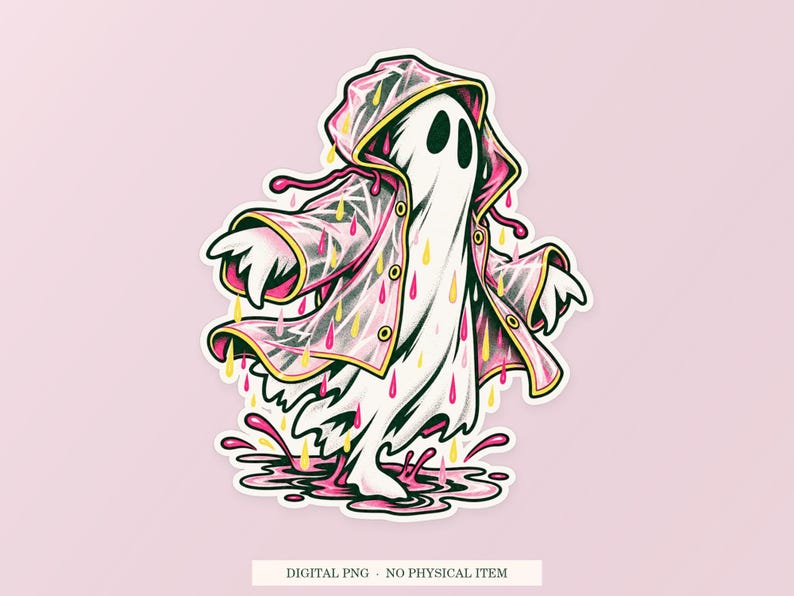 Spookregenjasprobleem PNG, speelse clipart, transparante digitale download afbeelding 1