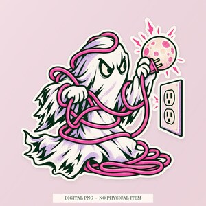 Spöklik förlängningssladd PNG, nyckfull clipart, transparent digital nedladdning bild 1