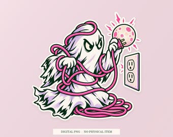Haunted Extension Cord PNG, Whimsical Clipart, Transparent Digital Download