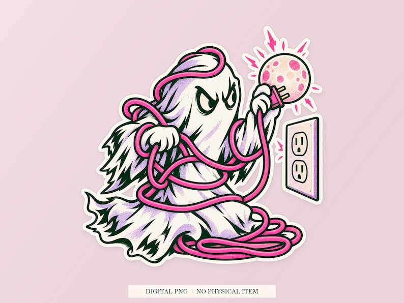 Spöklik förlängningssladd PNG, nyckfull clipart, transparent digital nedladdning bild 1