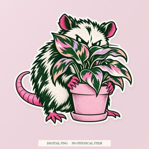 Possum Social Camouflage PNG, Whimsical Clipart, Transparent Digital Download image 1