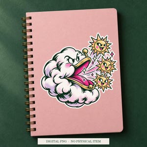 Cloud Coin Purse displayed on a notebook. Digital mockup showing a creative use for the PNG.