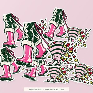 Walking the Wi Fi shown in a playful sticker cluster on powder pink. Digital mockup, no physical stickers included.