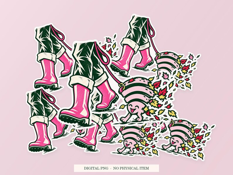 Walking the Wi Fi shown in a playful sticker cluster on powder pink. Digital mockup, no physical stickers included.
