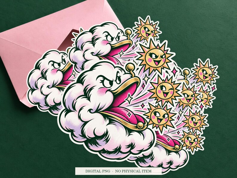 Cloud Coin Purse displayed on an envelope with a green background. Digital mockup, no physical item included.