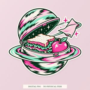 Planet Lunchbox PNG, Whimsical Clipart, Transparent Digital Download image 1