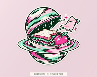 Image PNG de boîte à lunch planète, clipart fantaisiste, téléchargement numérique transparent