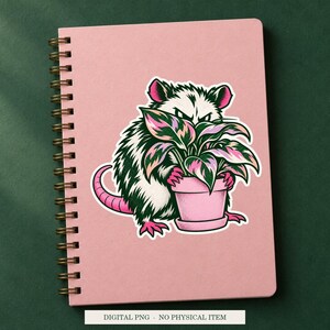 Possum Social Camouflage displayed on a notebook. Digital mockup showing a creative use for the PNG.