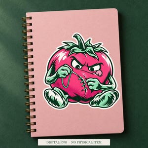 Tomato Repair Kit displayed on a notebook. Digital mockup showing a creative use for the PNG.
