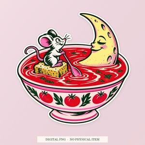スープムーンPNG、風変わりなクリップアート、透明なデジタルダウンロード 画像 1